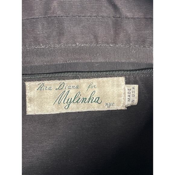 Vintage Rita Diana for Mylinka Black Metallic Rhinestone Leather Crossbody Purse - Picture 4 of 5